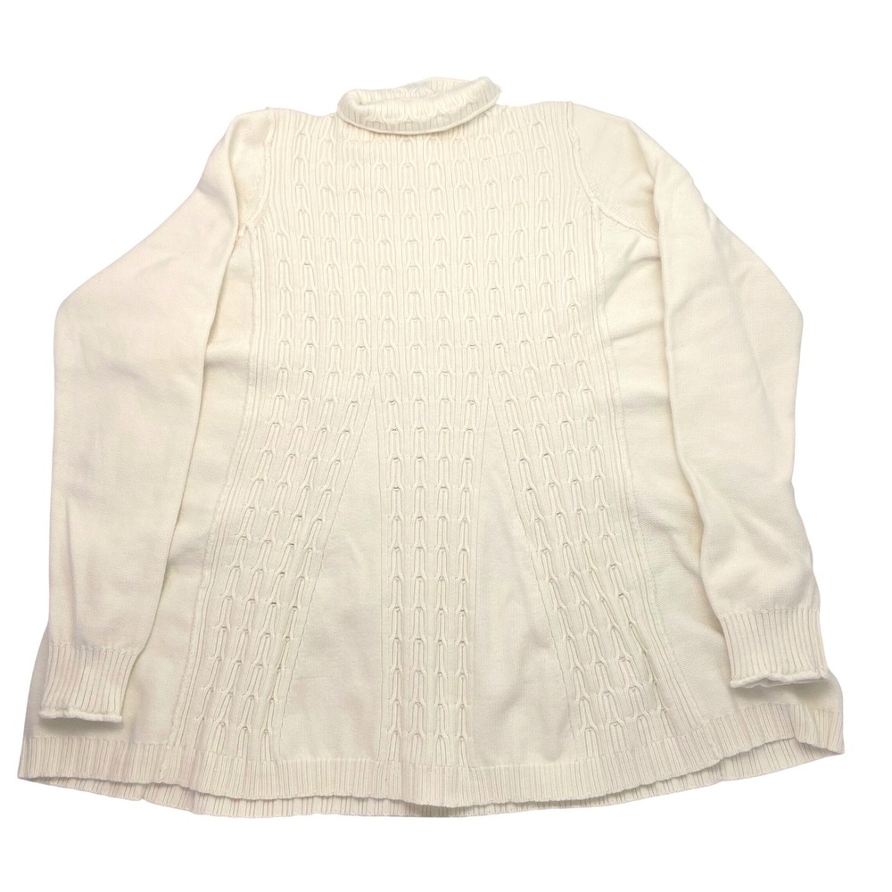 NWT Pilcro Anthropologie Cable Knit Long Swing Sweater Mock Neck Ivory L $138 - Picture 4 of 11